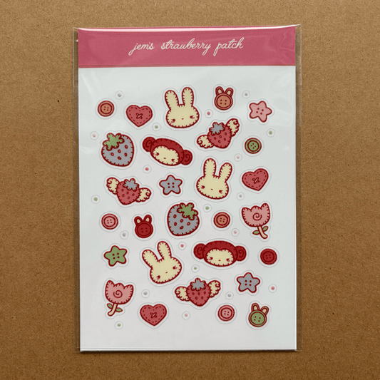 stitched strawberry sticker sheet