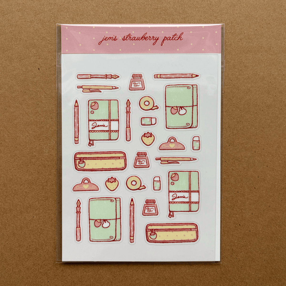 strawberry stationery sticker sheet