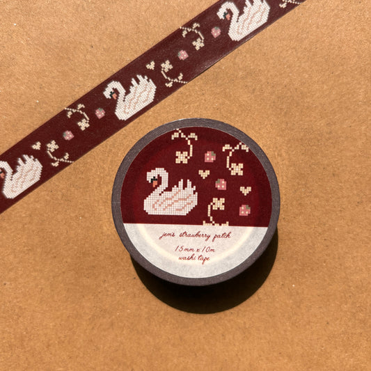 strawberry cross-stitch swan washi tape